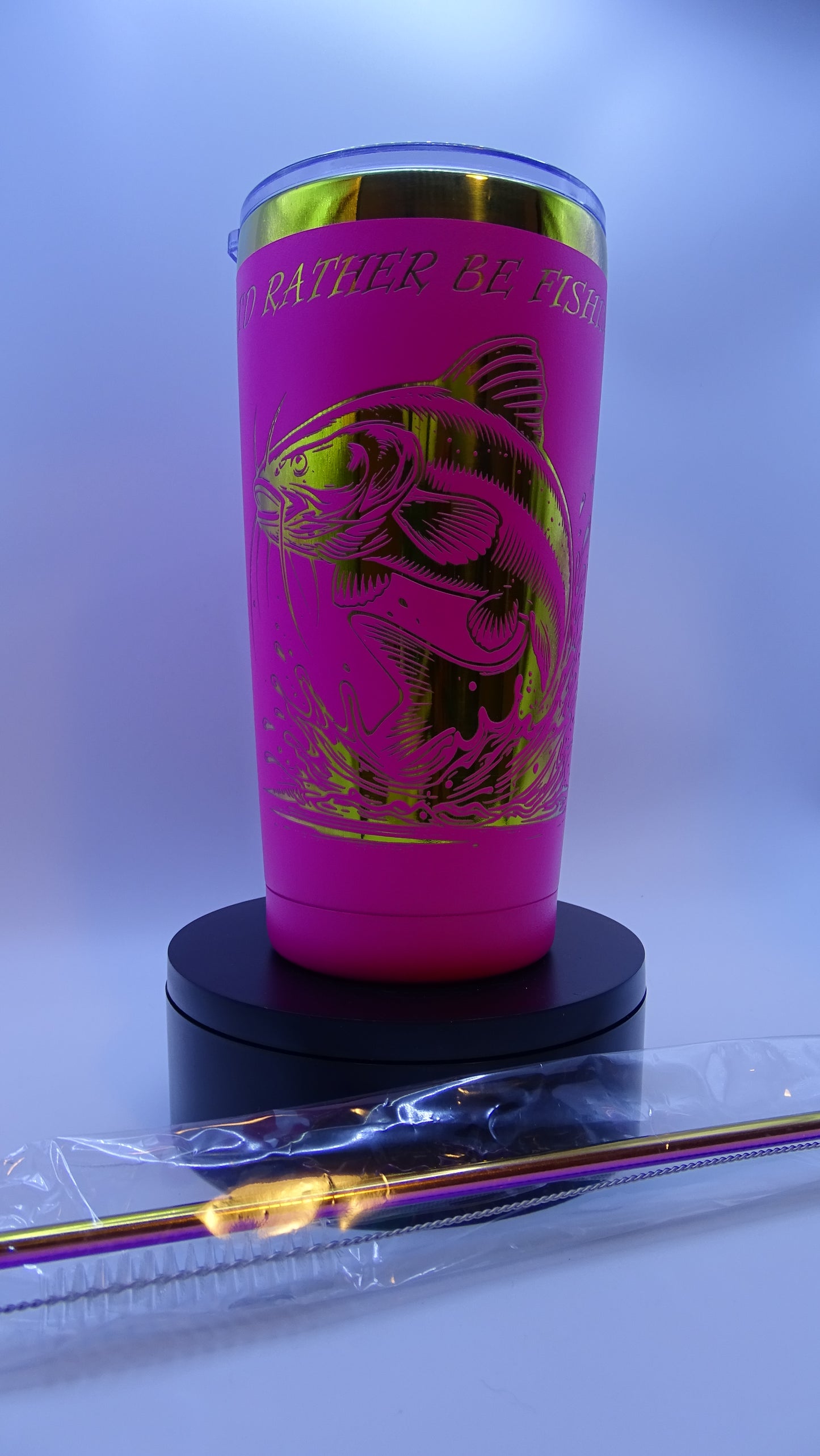I'd Rather Be Fishin' - Cat Fish 20 oz Multi Colored Tumbler