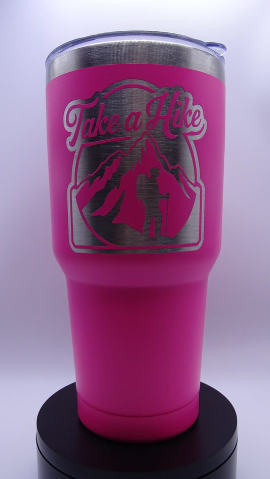 Take a Hike with Hiker etched in- 30oz Tumbler with Lid