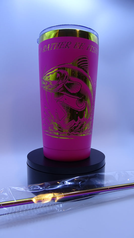 I'd Rather Be Fishin' - Cat Fish 20 oz Multi Colored Tumbler